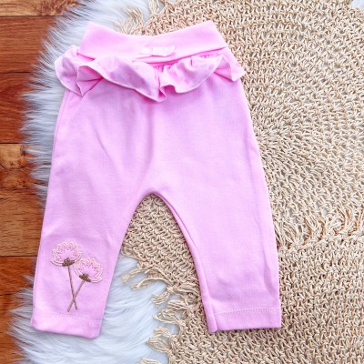 Kit 3 Calças - Florzinhas de Algodão - Rosa, Off White e Azul Bebê